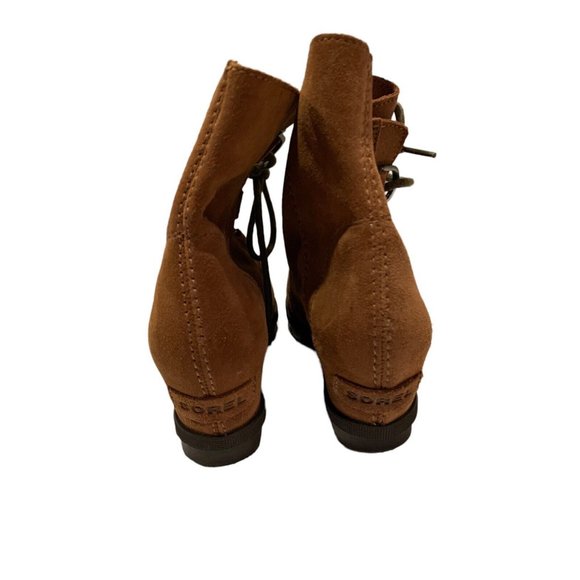 Sorel Joan of Attic Girls Wedge Suede Brown Boots Size 4 - Picture 2 of 6